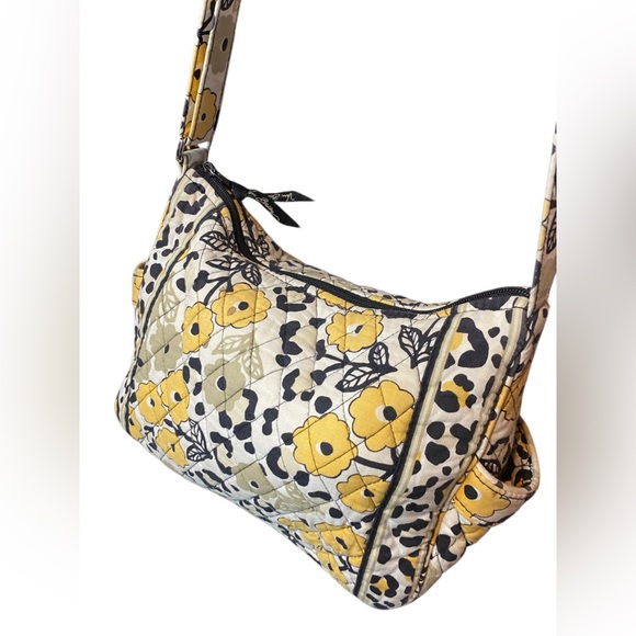 Vera Bradley Crossbody Bag Go Wild Black Yellow Floral Medium - Picture 3 of 7